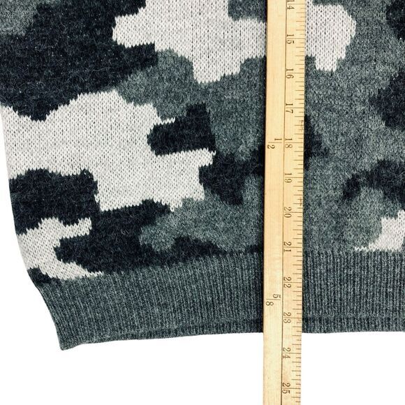 Lucky Brand Wool Blend Sweater Women XL Gray Black Camo Crewneck Hunter Pullover - Picture 12 of 16